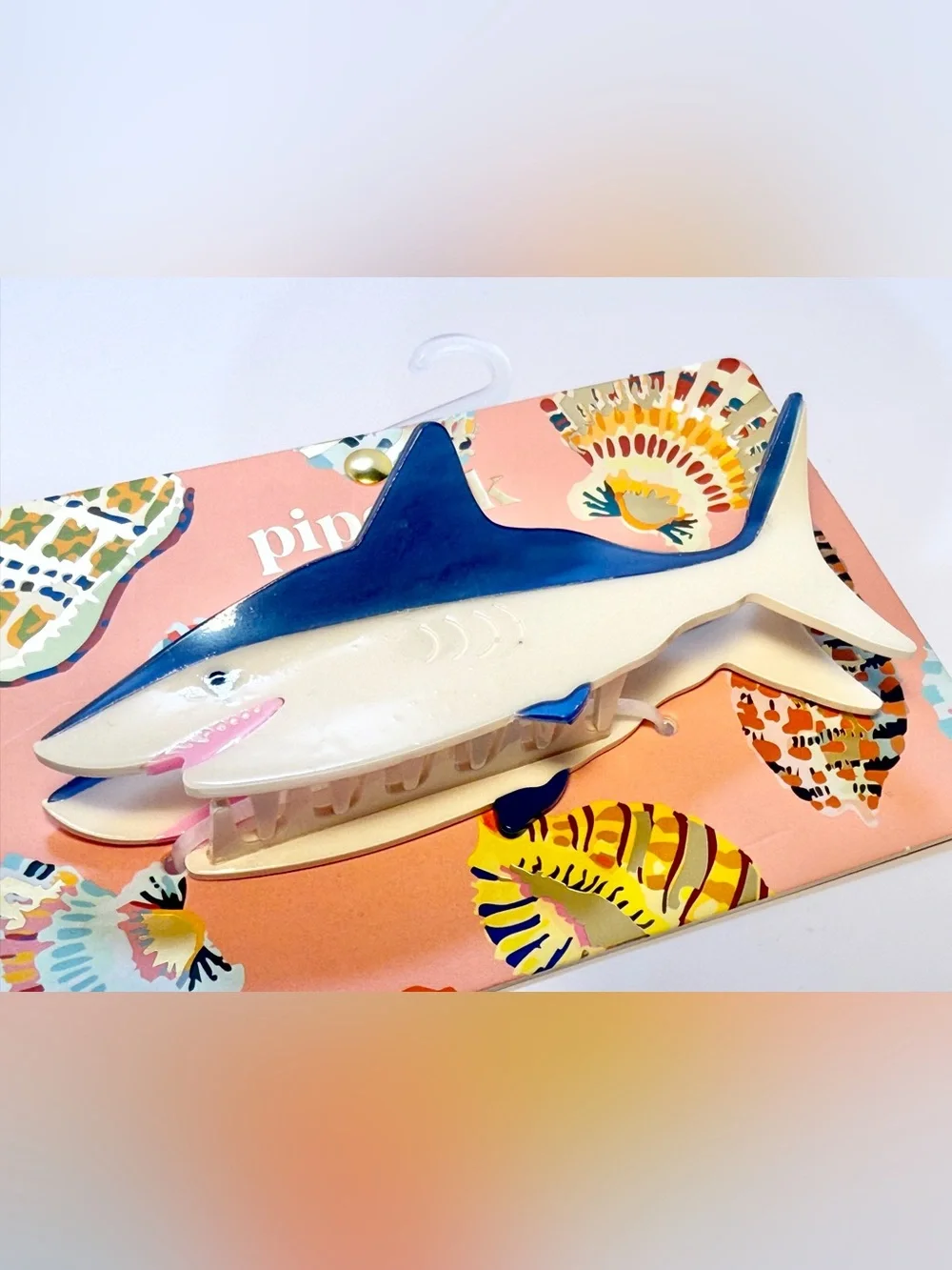 Piper K Hair Claw Clip Blue Shark Beach Shore Pool Acrylic Waterproof NEW Vacay